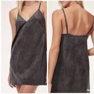 Aritzia Wilfred Free Vivienne Vegan Suede Mini Dress Taupe Brown
